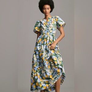 Anthropologie Women Maxi Dress Boho The Somerset Lemon Cotton XS.